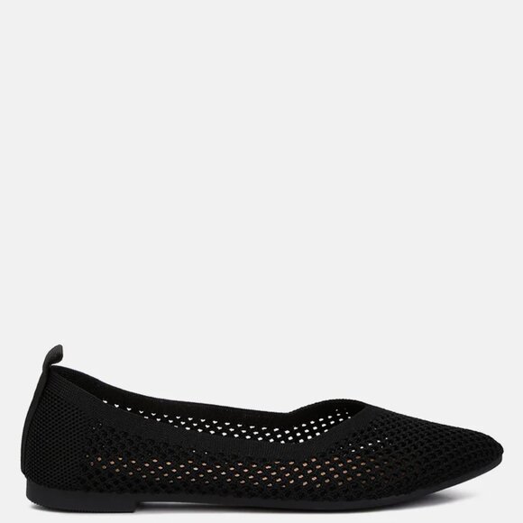 London Rag Selaris Black Fly Knit Slip On Ballerinas/NIB/9 - Picture 2 of 10